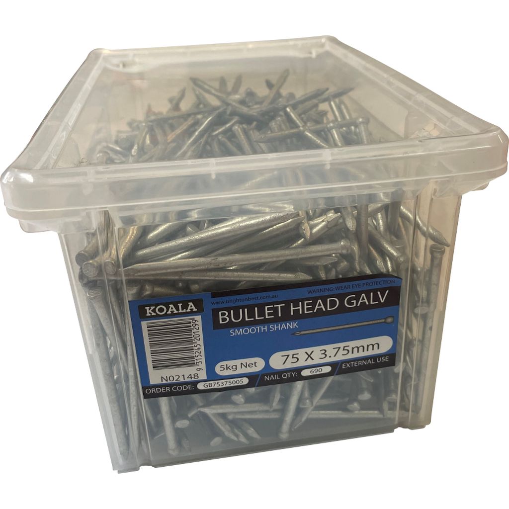 Koala Nail Bullet Head GALVANISED - Plain Shank