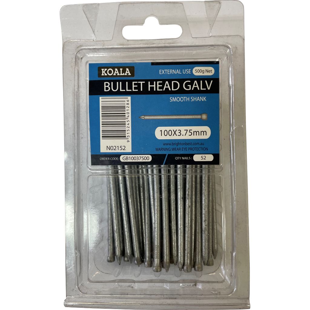 Koala Nail Bullet Head GALVANISED - Plain Shank